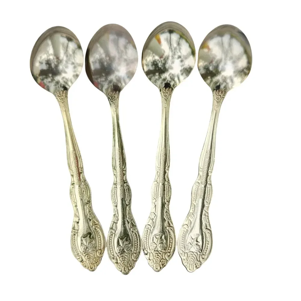 International Silver San Marcos Gold Electroplate Teaspoons Set 4 Glossy 6.25 In